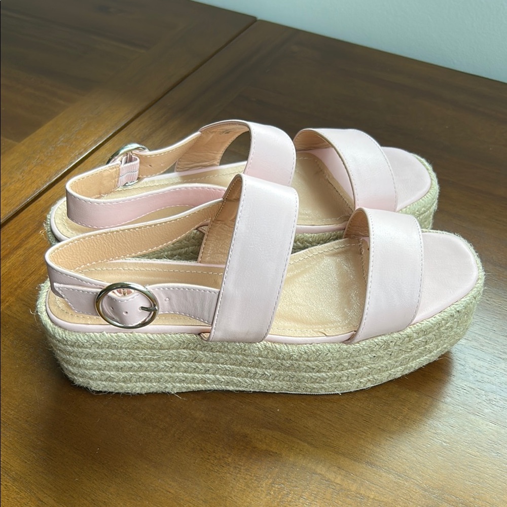 ROHB Joyce Azria Chunky Platform Espadrille Sandals Pink Blush Sz 8